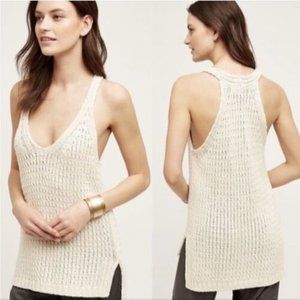 Anthropologie Moth Small Sweater Knit Ivory Tank High Low